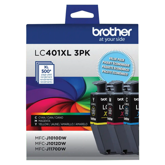 Brother Genuine LC401XL3PKS High-yield 3 Pack Color Ink Cartridges