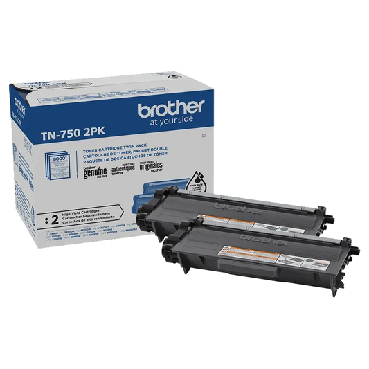 Brother Genuine TN7502PK High-Yield Black Twin Pack Toner Cartridges