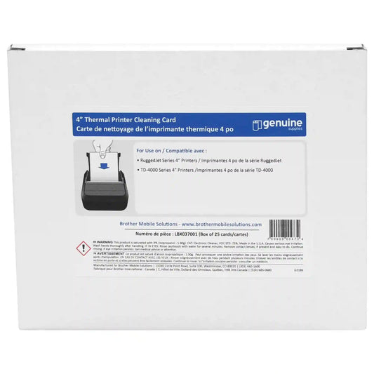Brother LBX037001 Cleaning Card for RuggedJet 4 / TD-4 / TJ4