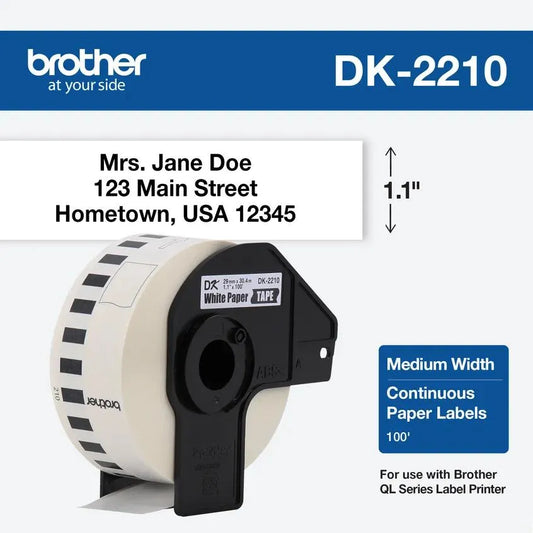1.1 in x 100 ft (29 mm x 30.4 m) Black on White Continuous Length Paper Tape