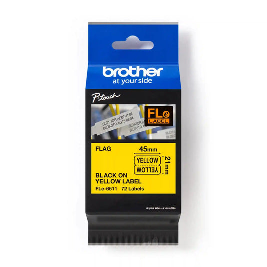 Brother FLE6511 Yellow Polyester Flag Labels (21mm x 45mm)