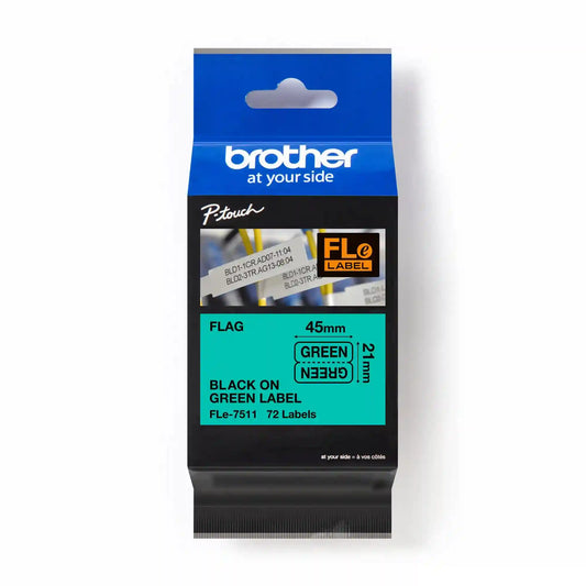 21MM (0.82") x 45MM (1.7") Printed, 10.5MM (0.41") x 45MM (1.7") Folded/Applied, Black Ink on Polyester Green Flag Label