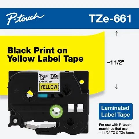 ~1 1/2" Black Print on Yellow label tape