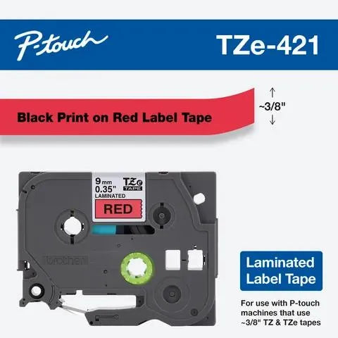 ~3/8" Black Print on Red label tape