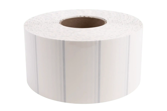 Synthetic (Polyester) Clear Label (for Wax / Resin or Resin Ribbons), 4" x 2", Clear, Black Mark, 3" Core, 8" OD, 3,290 Labels/Roll, 4 Rolls/Case