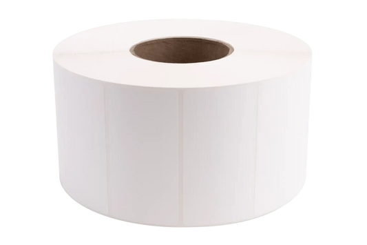 Synthetic (Polyester) Glossy Label (for Wax / Resin or Resin Ribbon), 4" x 2", White, Gap, 3" Core, 8" OD, 3,290 Labels/Roll, 4 Rolls/Case
