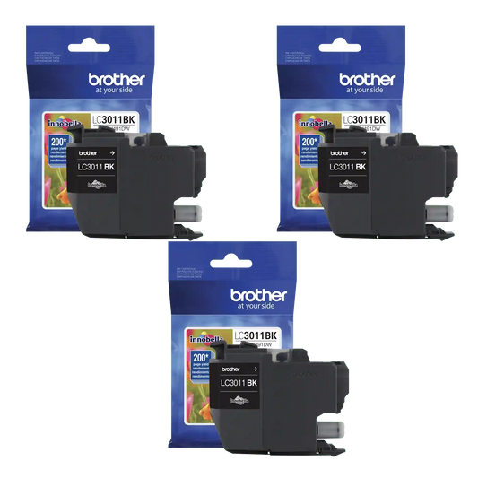 Brother Genuine LC3011BK3BUND Standard-yield LC3011BK Black Ink Bundle