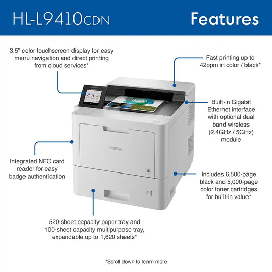 Brother HL-L9410CDN Enterprise Color Laser Printer with Duplex Printing