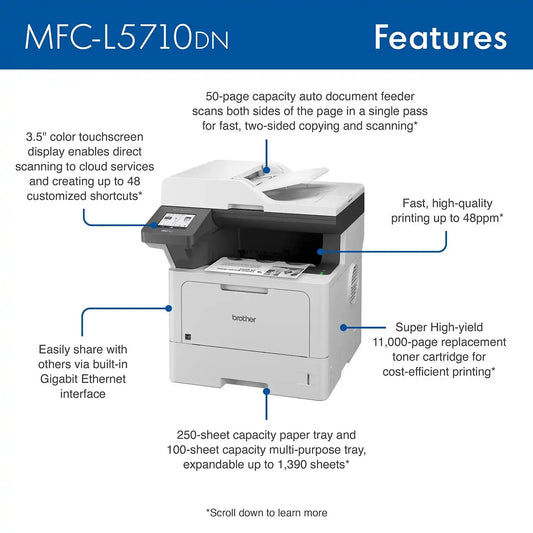 Brother MFC-L5710DN Business Monochrome Laser All-in-One Printer