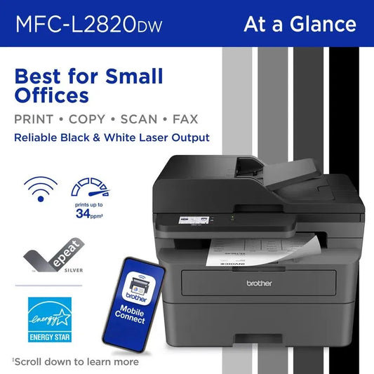 Brother MFC-L2820DW Wireless Compact Monochrome Laser All-in-One Printer
