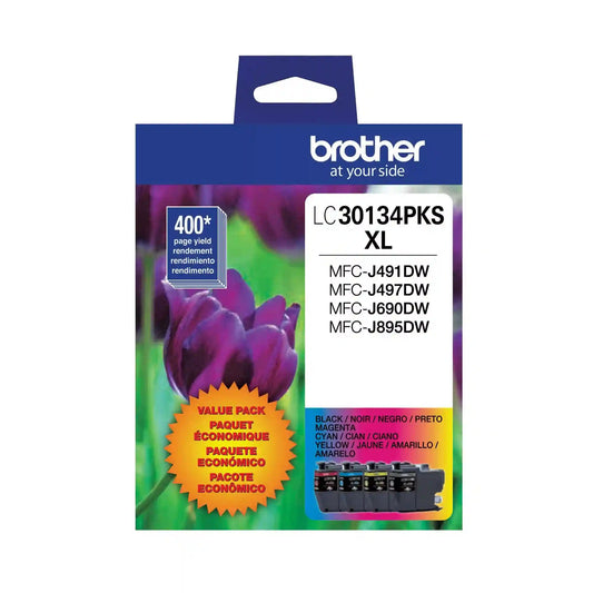 Brother Genuine LC30134PKS High Yield 4 Pack Color Ink Cartridges