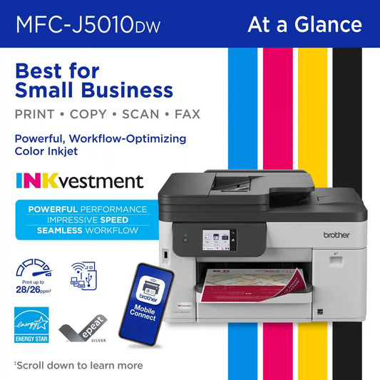 Brother MFC-J5010DW INKvestment Wireless Color Inkjet All-in-One Printer