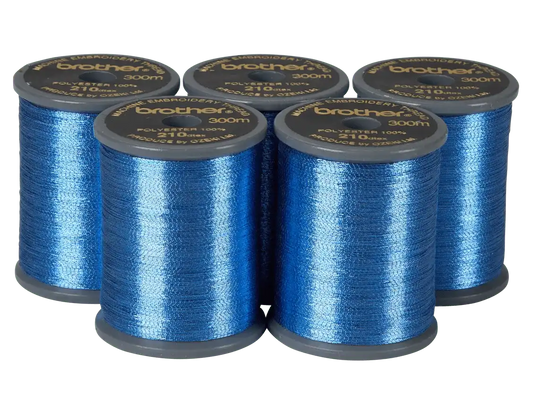 Brother MT988 Ocean Blue 300 Meter Polyester Metallic Thread (5 Spools Per Sleeve)