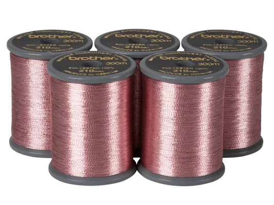 Brother MT990 Light Pink 300 Meter Polyester Metallic Thread (5 Spools Per Sleeve)