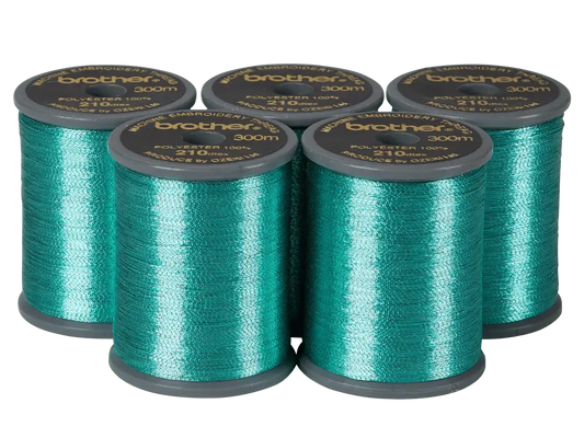 Brother MT992 Light Green 300 Meter Polyester Metallic Thread (5 Spools Per Sleeve)