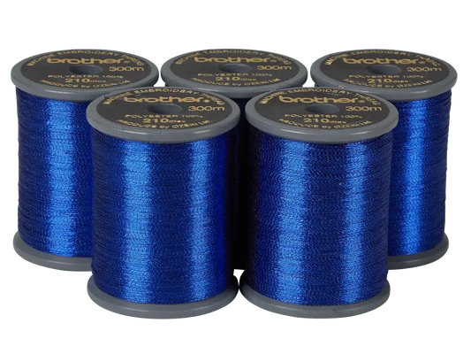 Brother MT995 Dark Blue 300 Meter Polyester Metallic Thread (5 Spools Per Sleeve)