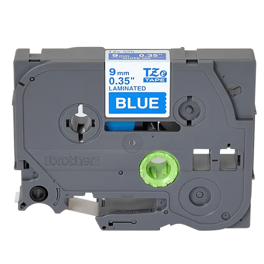 9mm (0.35") White on Blue tape for P-Touch, 8m (26.2 ft)