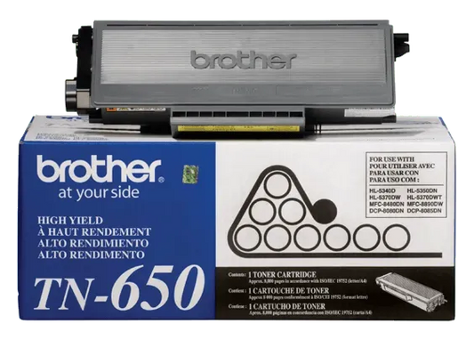 Brother Genuine TN650 High-yield Black Toner Cartridge
