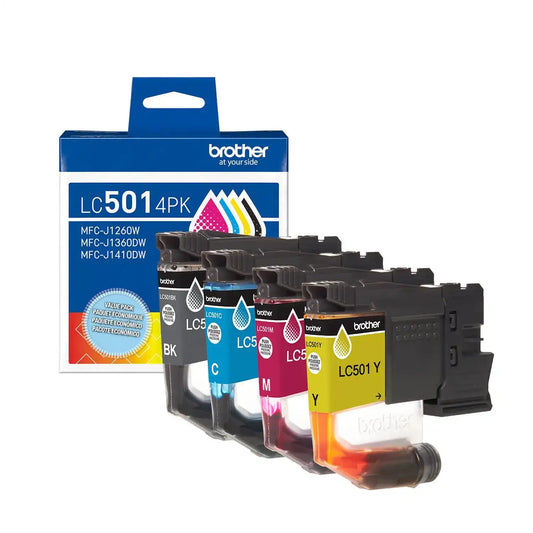 Brother Genuine LC5014PKS 4-Pack Standard Yield Black, Cyan, Magenta and Yellow Ink Cartridges