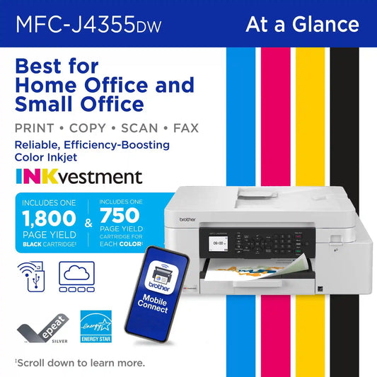 Brother MFC-J4355DW Wireless INKvestment Color Inkjet All-in-One Printer