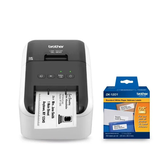 Brother QL-800 Label Printer + Brother Genuine DK1201 Label Roll – 1.1 in x 3.5 in 400 Labels