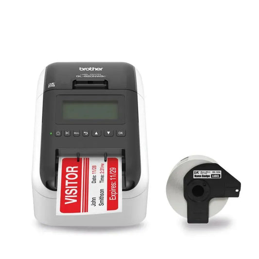 Brother QL-820NWB Ultra-Flexible Label Printer + Brother Genuine DK1234 Label Roll – 2.3 in x 3.4 in 260 Labels