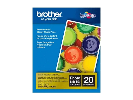 Brother BP71GLTR Letter-Size Glossy Photo Paper, 20 Sheets
