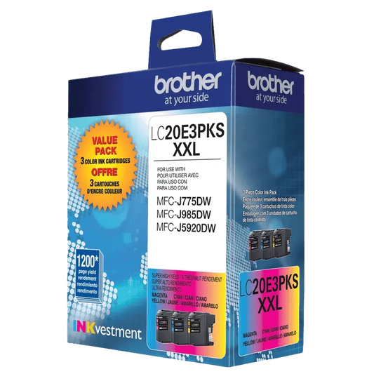 Brother Genuine LC20E3PKS INKvestment Super High-yield 3 pack color Ink Cartridges