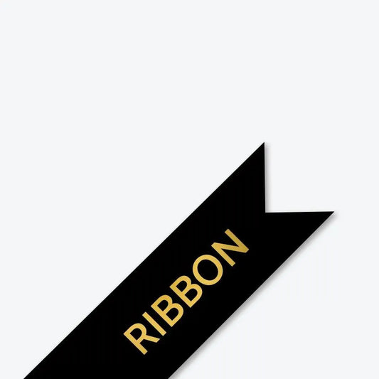 P-touch Embellish Gold Print on Black Satin Ribbon 12mm (~1/2") x 4m