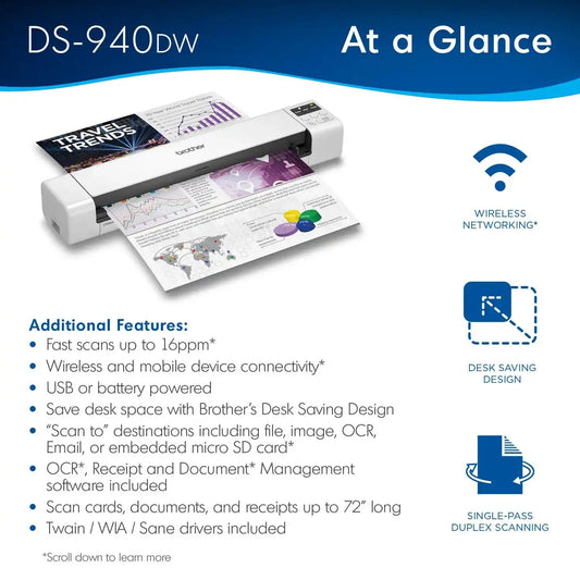 Brother DS-940DW Wireless Duplex Compact Portable Document Scanner