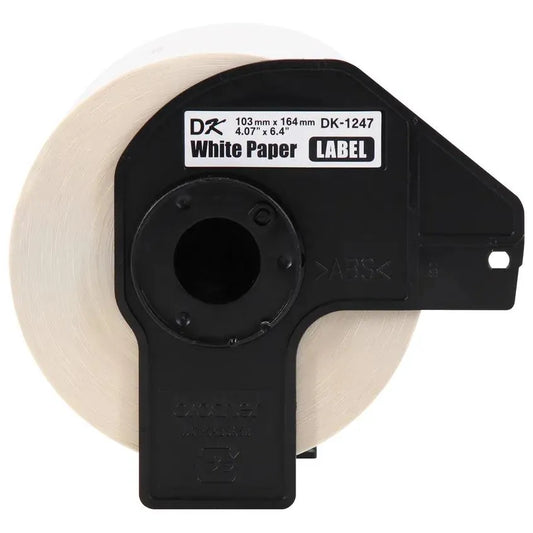 Brother Genuine DK-12473PK Die-Cut Large Shipping Paper Labels, 4.07 in x 6.4 in (103 mm x 164 mm) Large Shipping White Paper Labels, 180 Labels per Roll, (3) Rolls per Box