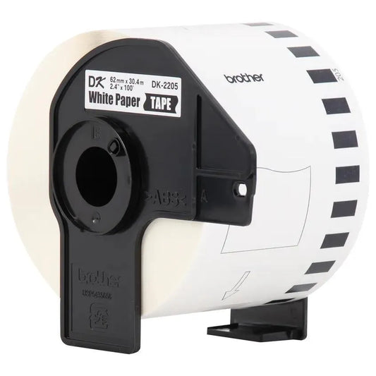 2.4 in x 100 ft (62 mm x 30.4 m) Black on White Continuous Length Paper Tape