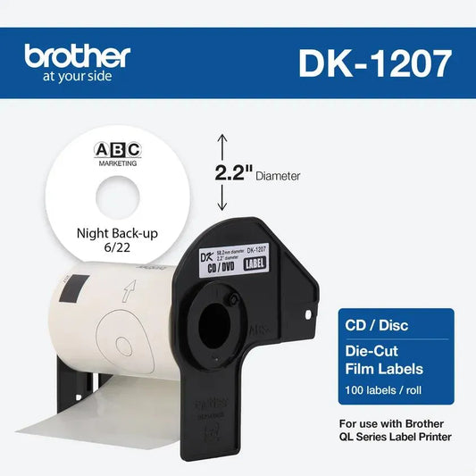 2.2 in diameter (58.2 mm diameter) CD / DVD White Film Labels (100 Labels)