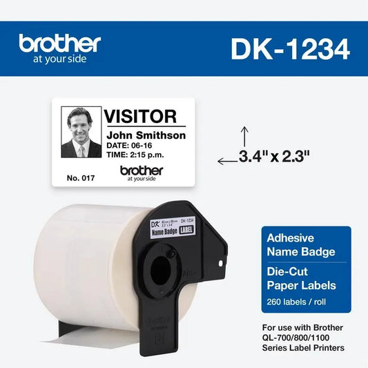 2.3 in x 3.4 in (60 mm x 86 mm) Adhesive Name Badge White Paper Labels (260 Labels)