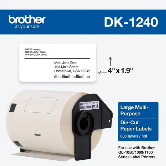 1.9 in x 4 in (50.5 mm x 101 mm) Large Multi-Purpose White Paper Labels (600 Labels)