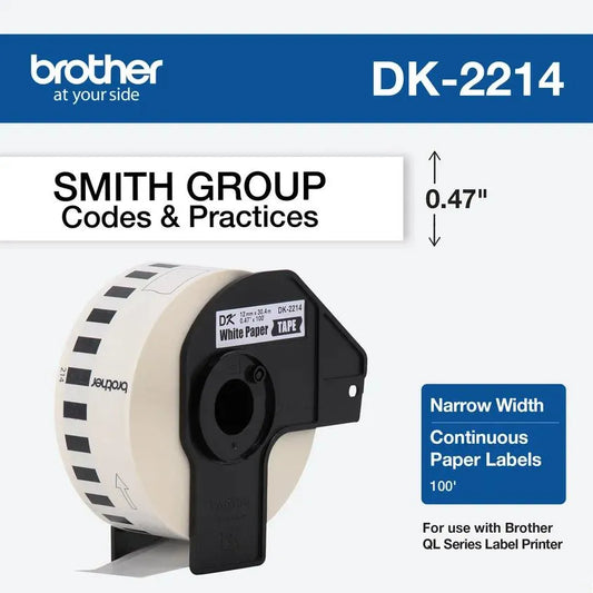 0.47 in x 100 ft (12 mm x 30.4 m) Black on White Continuous Length Paper Tape