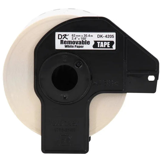 2.4 in x 100 ft (62 mm x 30.4 m) Black on White Removable Continuous Length Paper Tape