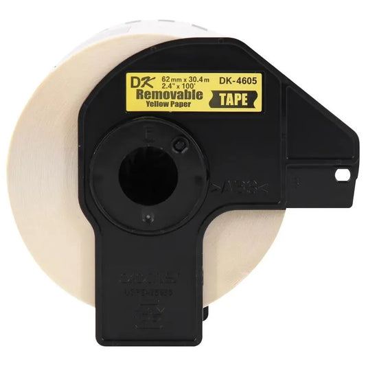 2.4 in x 100 ft (62 mm x 30.4 m) Black on Yellow Removable Continuous Length Paper Tape