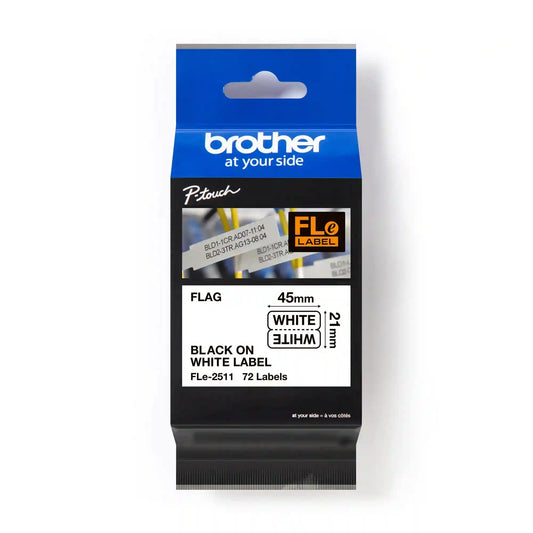 21MM (0.82") x 45MM (1.7") Printed, 10.5MM (0.41") x 45MM (1.7") Folded/Applied, Polyester Black on White Flag Label