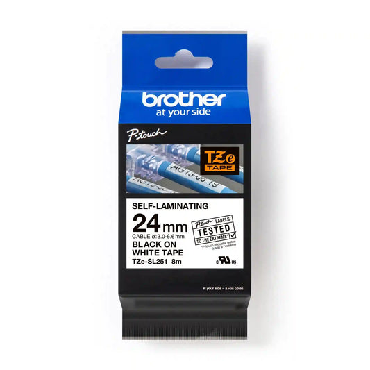 24MM (0.94") Black Ink on White Self-Laminating Label 8M (26.2 ft)