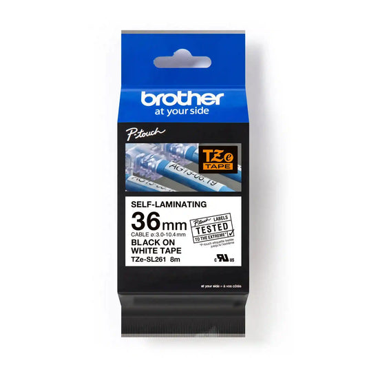 36MM (1.4") Black Ink on White Self-Laminating Label 8M (26.2 ft)