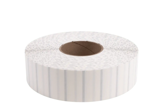 Synthetic (Polyester) Clear Label (for Wax / Resin or Resin Ribbons), 2" x 1", Clear, Black Mark, 3" Core, 8" OD, 6,215 Labels/Roll, 4 Rolls/Case