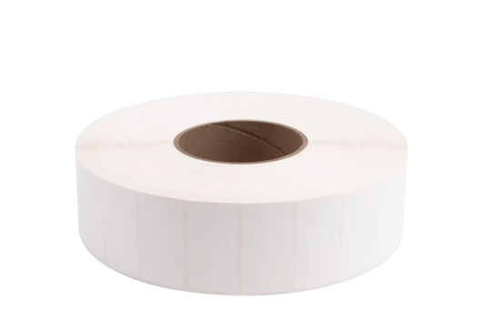 Synthetic (Polyester) Matte Label (for Wax / Resin or Resin Ribbon), 2" x 1", White, Gap, 3" Core, 8" OD, 6,215 Labels/Roll, 4 Rolls/Case