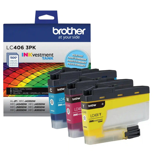 Brother LC4063PKS Standard-Yield Color INKvestment Tank Ink Cartridges (3-Pack)