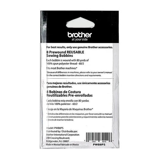 Brother PWB8PS 8 Piece Prewound White Sewing Bobbins