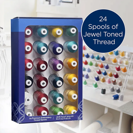 Brother ETPJEWEL24 Jewel Tones Embroidery Thread Set (24 Pieces)