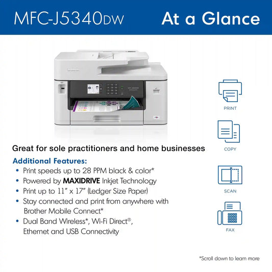 Brother MFC-J5340DW Business Color Inkjet All-in-One Printer