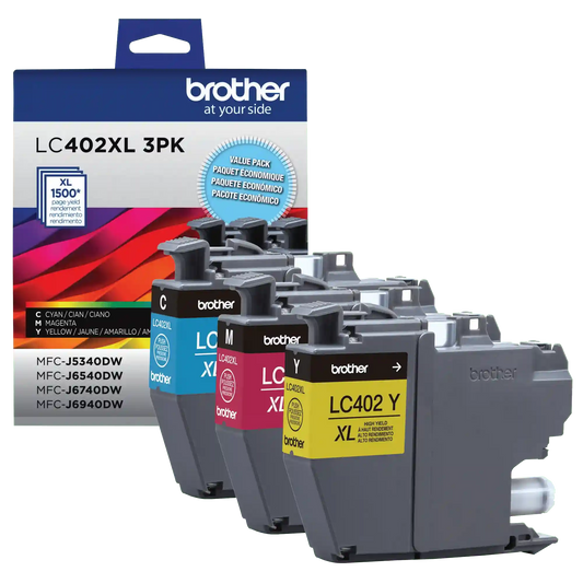 Brother Genuine LC402XL3PKS High-yield 3 Pack Color Ink Cartridges