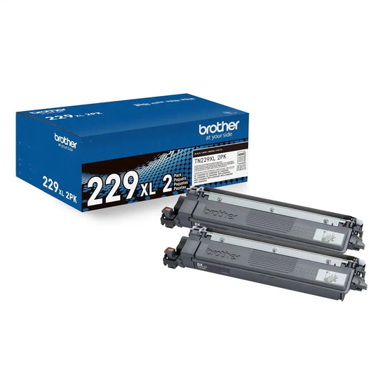 Brother Genuine TN229XL2PK High-Yield Black Twin Pack Toner Cartridges