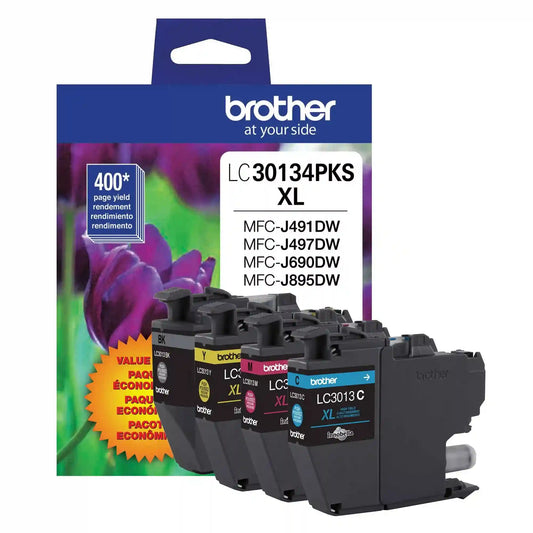 Brother Genuine LC30134PKS High Yield 4 Pack Color Ink Cartridges
